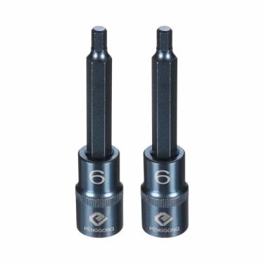 Imagem de HARFINGTON 2 soquetes hexagonais de impacto de 1/5.1 cm H7 (7 mm) métrico 10.2 cm de comprimento S2 soquetes de aço 6 pontos para adaptador de furadeira elétrica, azul