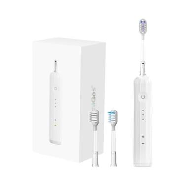 Imagem de OralGos Escova de Dentes Elétrica com Vibração Oscilante de 60°, 3 Modos de Limpeza, Recarregável, Corpo Cerâmico, à Prova d’Água IPX7, Timer Inteligente de 2 Minutos, 3 Cabeças Substituíveis, Kit Portátil de Viagem (branco)