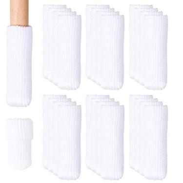 Imagem de Hazeland Protetores de perna de cadeira de malha elástica para pisos de madeira, 24 peças antiderrapantes que não arranham e não arranham, adequadas para a maioria dos pés de móveis redondos ou quadrados, brancas