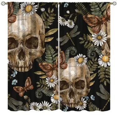 Imagem de Cortinas de janela lua, cogumelo gótico vintage, floral, fase da lua, fantasia, plantas botânicas, arte estética, impressão, tratamentos de janela para quarto, sala de estar, cozinha, conjunto de 2