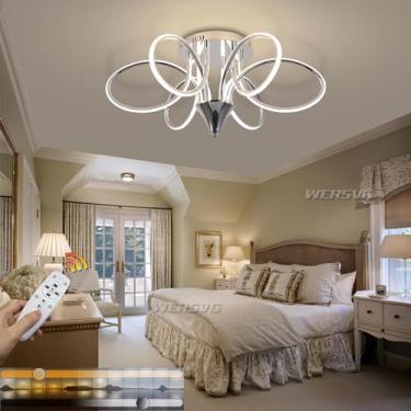 Imagem de Luminária de teto moderna LED regulável com controle remoto Luminária de teto criativa chique Luminária de teto de alumínio para sala de estar Luminária de quarto Luminária de teto com 6 cab