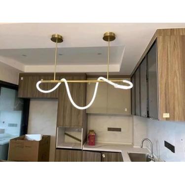 Imagem de Lustres LED Luzes de teto Sala de estar Sala de jantar Luz pendente Regulável com controle remoto Lâmpada suspensa Espiral DIY Lustre para ilha de cozinha Mesa de escritório Sala de estar Te