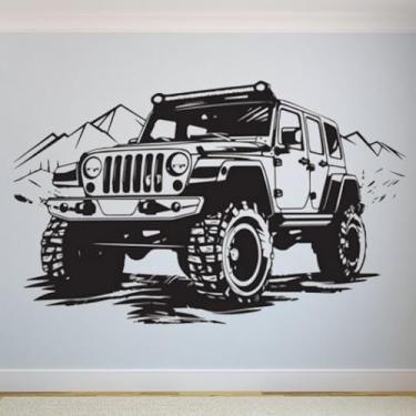 Imagem de Adesivos de parede de veículos off-road, pôsteres de parede Jeep, decalques artísticos de carro, decorações de quarto infantil, murais 133 x 85 cm