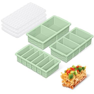 Imagem de Pacote com 3 bandejas de silicone para freezer com tampa, 2 formas grandes de 2 xícaras (500 ml) e 4 médias de 125 ml e 6 pequenas 1/2 xícara (75 ml) para freezer, bandeja de cubos de gelo para