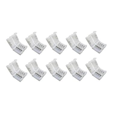 Imagem de Kit 10 Conector Emenda Rápida 10mm 4 Vias Fita Led Rgb 5050