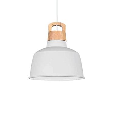 Imagem de CHENKUI Abajur colorido Macaron Luminária de teto de madeira Nordic Creative Industrial Decor Lustre ajustável de cabeça única luminária pendente E26/E27, para restaurantes, sala de estar, cozinha