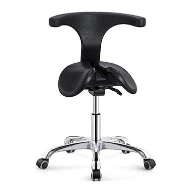 Imagem de JMYSD Banqueta ergonômica de couro PU com suporte para as costas, cadeira de dentista, banqueta ajustável para hospital, laboratório, salão, escritório, casa, B