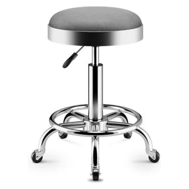 Imagem de WYUYIWH Banqueta de rodinhas com rodas com rodas para salão de beleza, hidráulica, para laboratório, guitarra, laboratório, bancada de trabalho, cadeira giratória ajustável médica