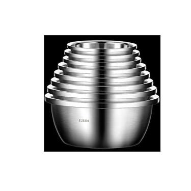 Imagem de Potes extras de aço inoxidável 304, conjunto de 8 peças, bacia de assentamento para economizar espaço, fácil de segurar, adequada para cozinhar e assar, forno eletromagnético