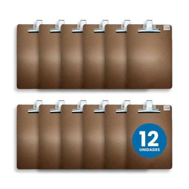 Imagem de Kit 12x Pranchetas de Madeira MDF Cru Folhas A4 com Prendedor Metal St