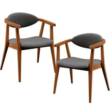 Imagem de Kit 02 Poltronas Cecília B04 Linho Cinza Escuro - LYAM DECOR