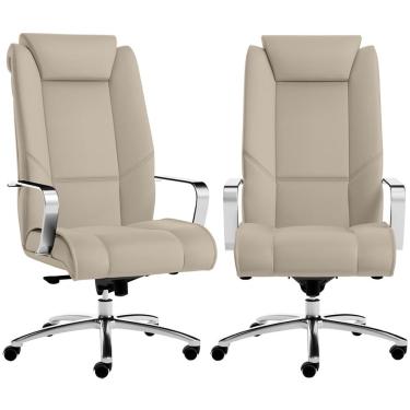 Imagem de Kit 02 Cadeiras de Escritório Presidente Executiva New Onix F02 Tecido Sintético Areia - Lyam Decor
