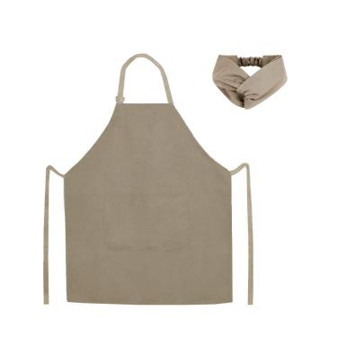 Imagem de Avental e Faixa Bege Caqui Algodao Liso Cafeteria Bistro Confeitaria