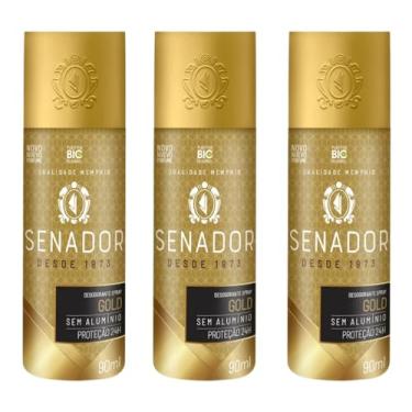 Imagem de Kit 3 Desodorante Spray Senador Gold 90ml