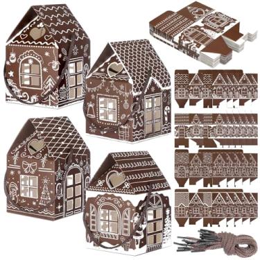 Imagem de Gersoniel 24 caixas de presente de Natal, casa de pão de gengibre, mini caixa de lembrancinha de festa de Natal, pequeno recipiente de presente de papelão para festa de Natal, festa, biscoito, petisco