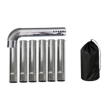 Imagem de oshhni Tubo de chaminé de aço inoxidável, tubo de extensão para fogão de acampamento, de exaustão portátil à prova de chuva, aquecimento rápido para