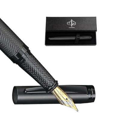 Imagem de Caneta executiva Yunchun: ponta média de aço dourado, fácil de recarregar, inclui cartuchos de tinta de 10 unidades, caneta de presente de bolso pesado preta de luxo, homens e mulheres