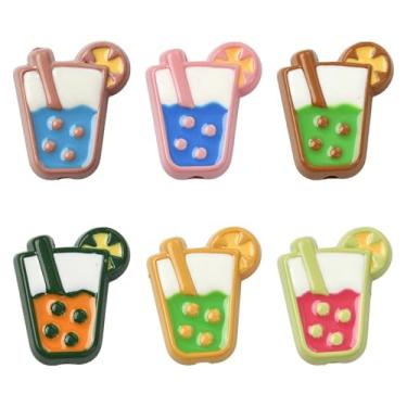 Imagem de UR URLIFEHALL 12 peças, 6 cores, bolhas, chá, acrílico, esmaltado, contas, desenhadas à mão, leite, chá, suco, para fazer você mesmo, colar, pulseira, chaveiro, bijuteria