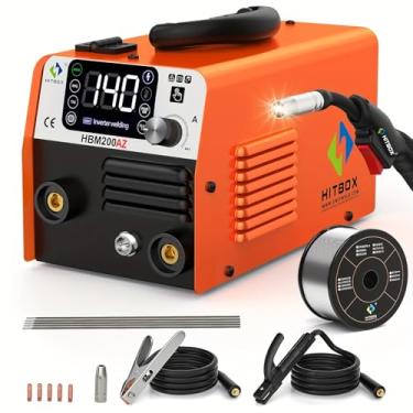 Imagem de HITBOX Máquina de solda Mig 140A 110v 3 em 1 Flux Core Welding/Lift TIG/Stick Gasless Wire Maquina de Soldar Kit de soldagem portátil atualizado com chip de alta qualidade com visor LED inversor IGBT