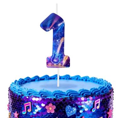 Imagem de Velas azuis de aniversário número 1, topo de bolo com tema de desenho animado para decoração de bolo para meninos e meninas, decorações de aniversário, suprimentos de festa, velas com números para