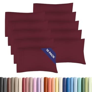 Imagem de Conjunto de 10 fronhas Queen – Capas de almofada ultra macias de qualidade hoteleira – Confortáveis, aconchegantes e sem rugas – Resistente a encolhimento, manchas e desbotamento – Protetores de