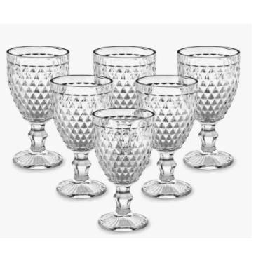Imagem de Kit Conjunto de 06 Copos de Vidro Bico de Abacaxi Vinho Agua Suco