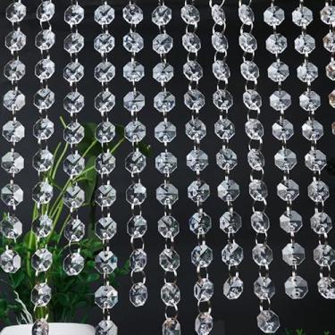Imagem de 4 peças de guirlanda de cristal de acrílico transparente para pendurar lustre de miçangas, enfeite de corrente para lustre árvore de Natal, festa de casamento, celebração (100 x 1,4 cm)