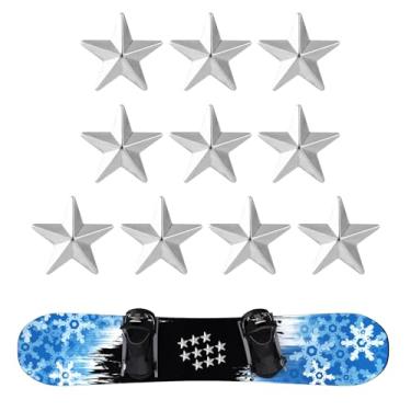 Imagem de 10 peças Pentagrama Snowboard Stomp Pads, Silver Snowboard Grip Pad Antiderrapante Snowboard Step Pads Pirâmide Studs Mat Winter Snow Ski Acessórios para fornecer aderência extra