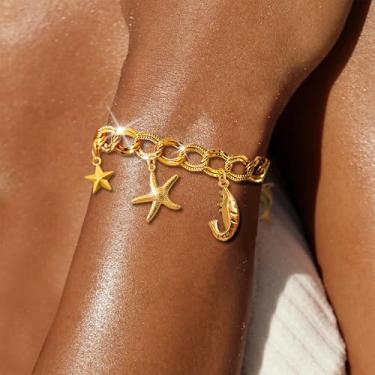 Imagem de Pulseira de estrela do mar para o verão, joias de praia leves com miçangas, estilo boho, pulseira ajustável para roupas casuais, acessórios de praia empilháveis para uso diário, moda moderna