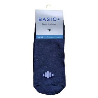 Imagem de Conjunto com 2 Pares de Meias, Modelo Super Invisivel, 34-38, Basic+ Música Play Pause Preta e Azul