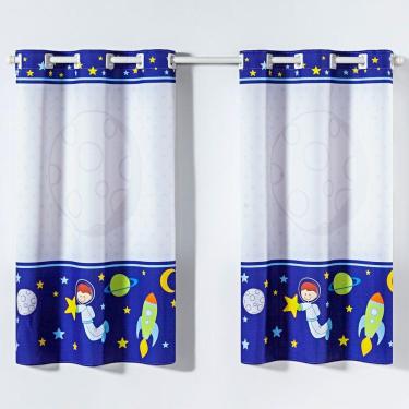 Imagem de Cortina Kids Infantil 2,00M X 1,30M Astronauta Azul