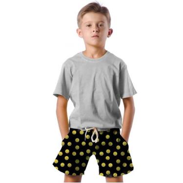 Imagem de Shorts Infantil Bermuda Calção Praia Verão Emojis Cartoon Happy 244 - 