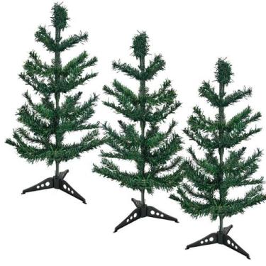 Imagem de 3 pinheiro verde natal tradicional plastico 55cm 46 galhos pequana apa