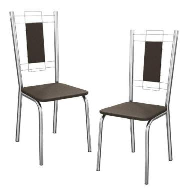 Imagem de Kit 2 Cadeiras Cromada 2c005cr material sintético Kappesberg Marrom
