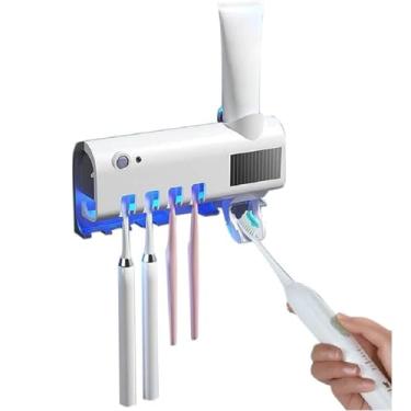 Imagem de Porta Escova de Dentes Esterilizador UV para Escovas de Dentes e Dispenser Automático de Pasta - Suporte de Parede, Higienizador Anti-Germes e Organizador