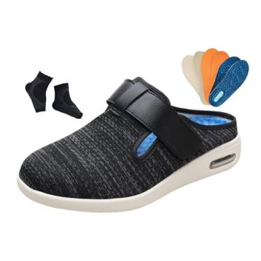 Imagem de Chinelos Confortáveis ​​para Homem Atividades Ao Ar Livre Ajustáveis Para Artrite Edema Respiráveis ​​diabéticos, Calçado Ortopédico Caminhada Ajuste Largo Diabéticos, Para Idosos(Black Gray,43 EU)