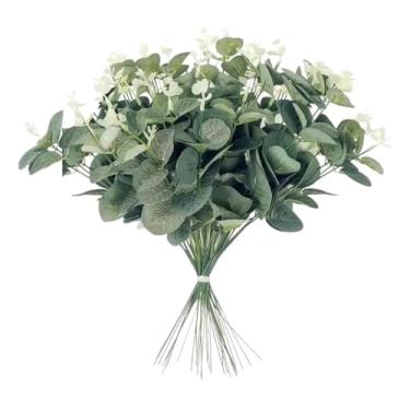 Imagem de Kit de Galhos de Eucalipto Artificial, Verde, 15 Unidades, 25cm de Comprimento, Toque Real, Decoração para Ambientes