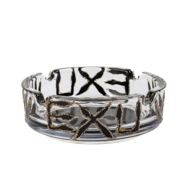 Imagem de Cinzeiro Exu Tridente Vidro Pintado Redondo 10 Cm 4 Apoios