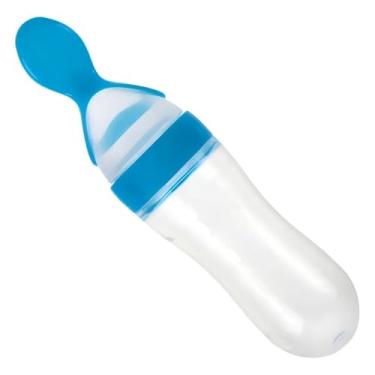 Imagem de Colher Dosadora de Silicone para Bebê, Azul, para Papinha e Mamadeira