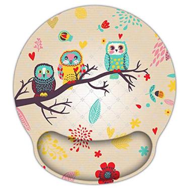 Imagem de Mousepad Mesforço Inc com suporte para descanso de pulso e base antiderrapante, mouse ergonômico durável para jogos, Three Owls