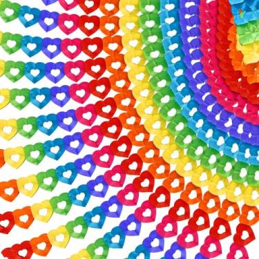 Imagem de Rainbow Heart Banner Tlswshsy 20 unidades de guirlanda de papel de 60 
