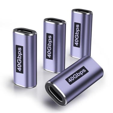 Imagem de DuHeSin Adaptador USB C fêmea para fêmea (pacote com 4) acoplador USB C com 40 Gbps PD 100W 8K 60hz vídeo compatível com Thunderbolt 4/3, MacBook Pro/Air, USB-C HUB, Magsafe e mais dispositivos tipo C