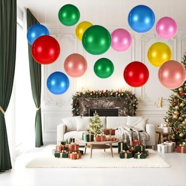 Imagem de Simgoing 24 balões de Natal de 45,7 cm para teto, bolas de Natal, enfeites de pendurar no teto, balões de Natal, enfeites para decoração interna de festa de Natal (cor elegante)