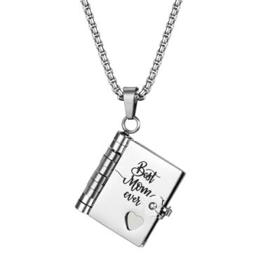 Imagem de Rofusn Colar My Little Star Book: Pingente de livro de aço inoxidável aberto de 6 páginas para minha mãe incrível de joias de memória de filha e filho, standard, Aço inoxidável, Sem Pedra Preciosa