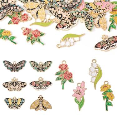 Imagem de Spritewelry Amuletos de borboleta esmaltada para fabricação de joias, liga colorida, borboleta, inseto, esmaltado, berloques, estilo gótico, brincos de mariposas metálicas, pingentes para colar e