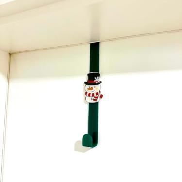 Imagem de Suporte para Guirlanda de Natal, Gancho de Porta com Personagens Natalinos, Conjunto com Pingentes de Boneco de Neve, Papai Noel, Rena e Pinguim (Boneco de Neve - Verde)