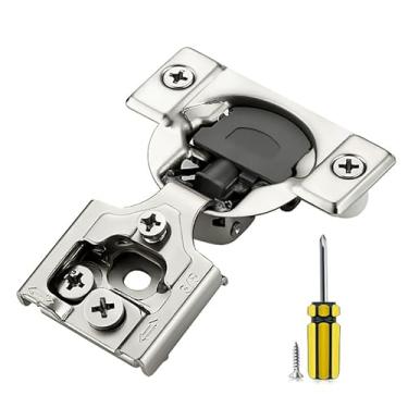 Imagem de Ravinte 2 unidades, 1 par de dobradiças sobrepostas para armário de cozinha, dobradiças macias para armário de cozinha, dobradiças de porta ocultas para dobradiças de armário de cozinha, dobradiças