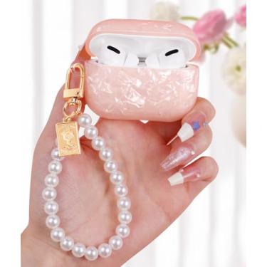 Imagem de Boaretiu Capa para Airpods Pro 2ª Geração/para Airpods Pro para mulheres e meninas - Cute Kawaii com chaveiro feminino elegante capa para Air Pod Pro/Pro 2ª geração, capa concha