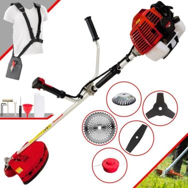 Imagem de Roçadeira Profissional Lateral Kawashima Kw52l À Gasolina 52c 2,5hp + Faca 2 Pontas 330mm + Faca 40 Dentes 255mm + Esco