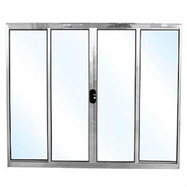 Imagem de Vitrô de 4 Folhas Sem Bandeira e Com Grade 100x120 Metro Soft - JANELLOT